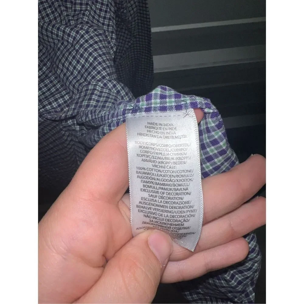 Purple & Green plaid Polo Ralph Lauren Big & Tall Button Down Shirt XLT - Picture 6 of 7